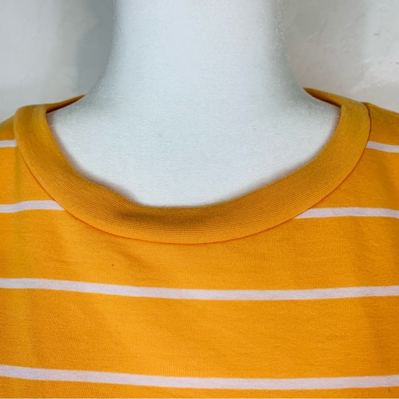 ASOS Size 8 Crop Top Shirt OPrange White Horizontal Stripes Short Sleeve Casual - Picture 4 of 7